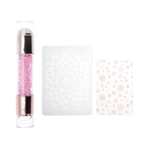 Double Head Nail Art Stamp Pink Gold Tone 3 Pcs